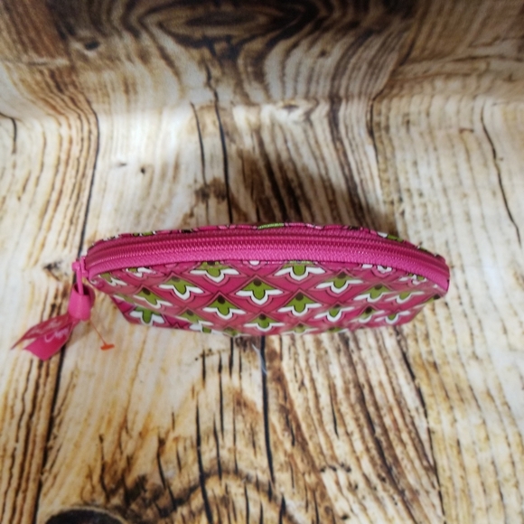 Vera Bradley Petite Pink Pattern Vinyl 3/4 Zip Cosmetic Bag Small Travel - Picture 5 of 8